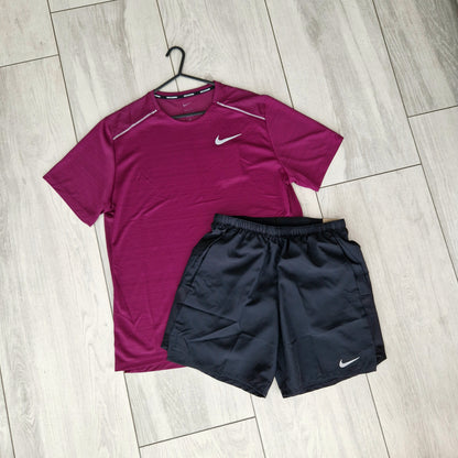 Nike Miler and Short Set 'Sangria'
