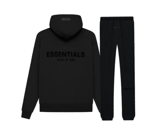 Fear Of God Essentials Black Tracksuit Hoodie And Joggers Set